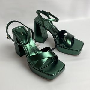 NWT Zara Ankle Strap Platform Sandals Green size 38